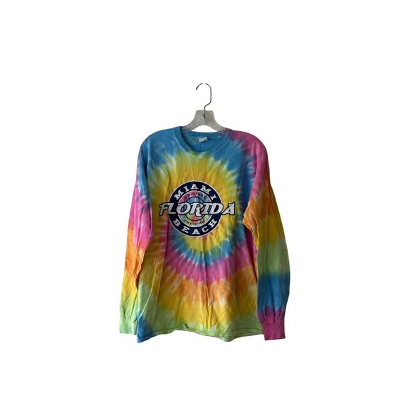 Miami Beach Florida Tie-Dye Long Sleeve Shirt Gildan Heavy Cotton L - Picture 1 of 8